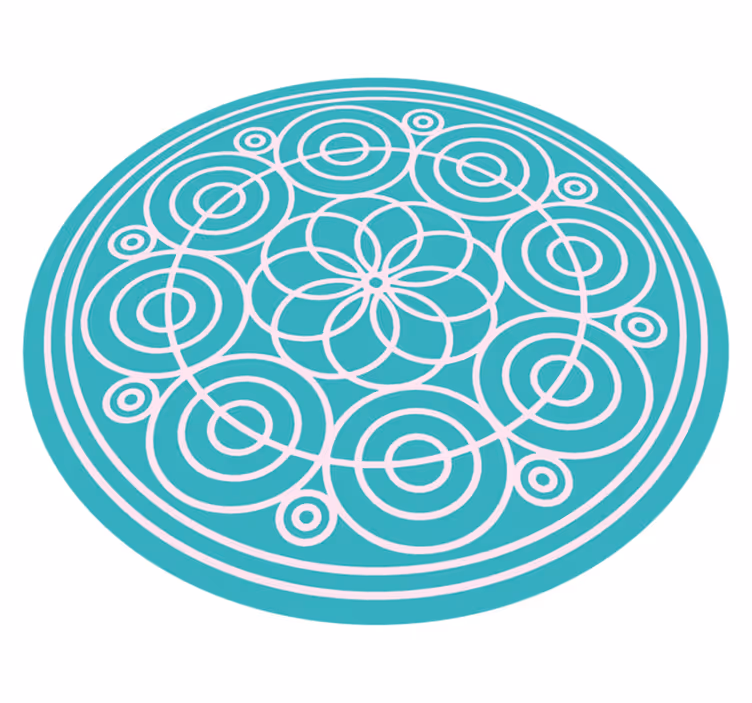 Turkis cirkulært mønster mandala vinyl tæppe - TenStickers