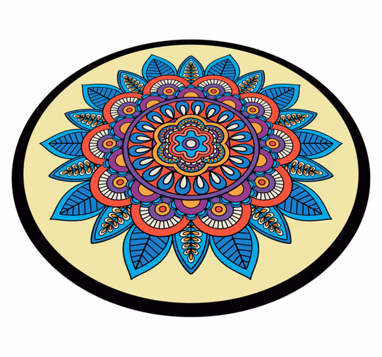 Farverigt cirkulært motiv mandala vinyl tæppe - TenStickers