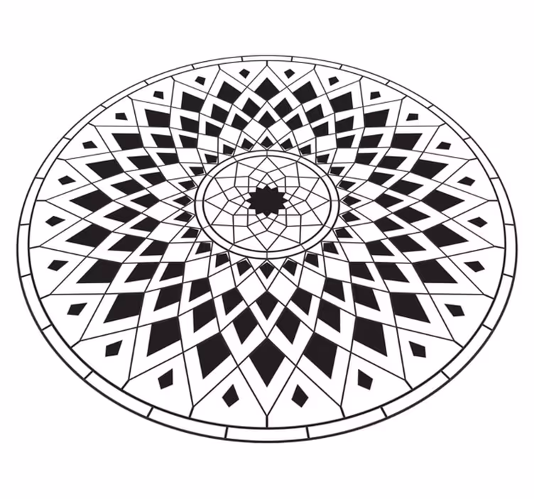 Hvid og sort design mandala vinyl tæppe - TenStickers
