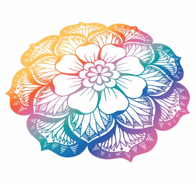 Farverigt blomstermotiv mandala vinyl tæppe - TenStickers