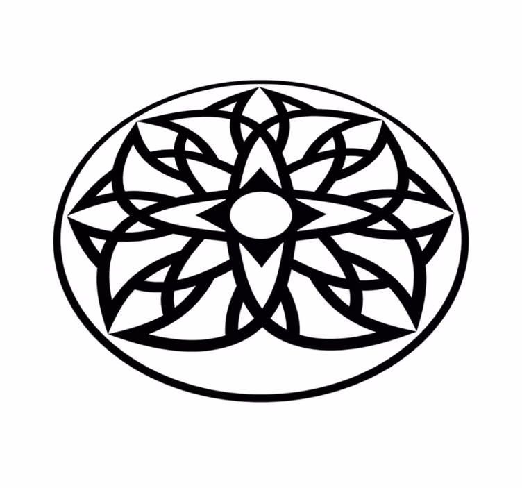 Sort og hvidt design mandala vinyl tæppe - TenStickers