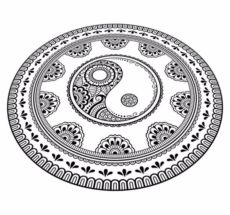 Gråt rundt element mandala vinyl tæppe - TenStickers