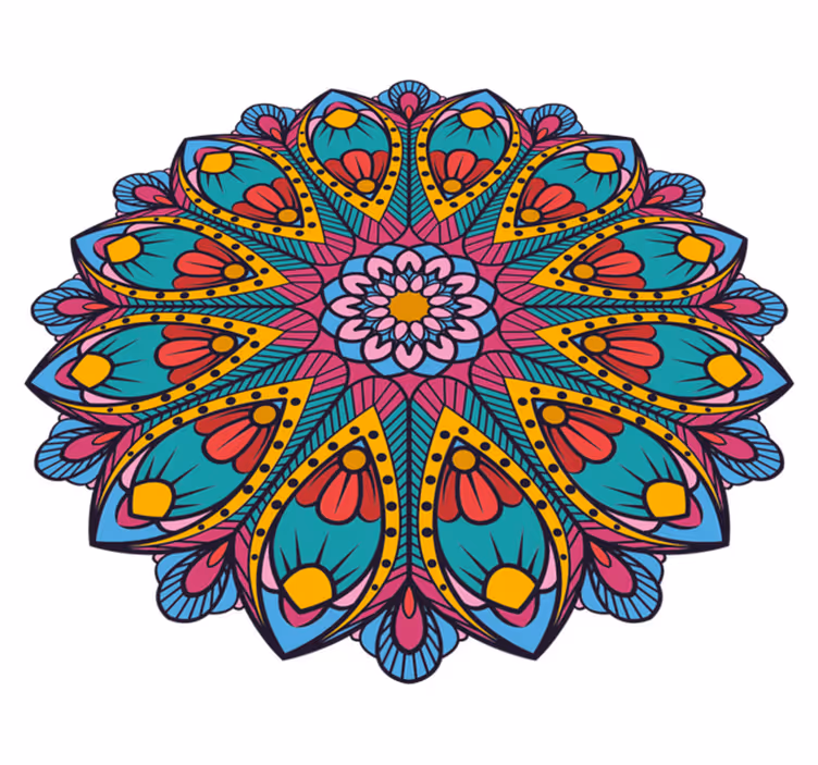 Regnbue farver mandala vinyl tæppe - TenStickers