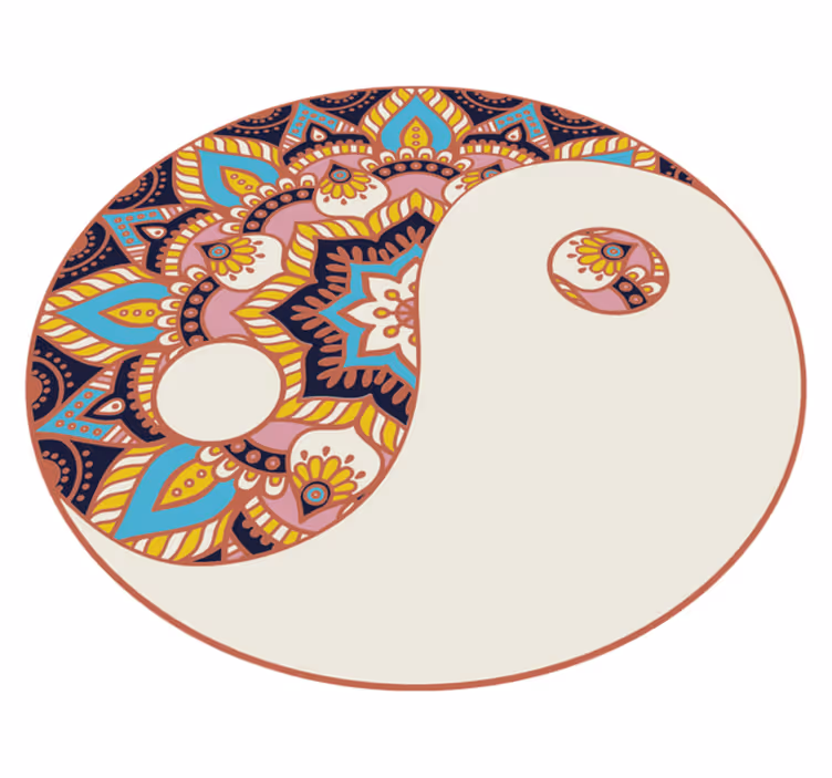 Yin yang-motiv mandala vinyl tæppe - TenStickers