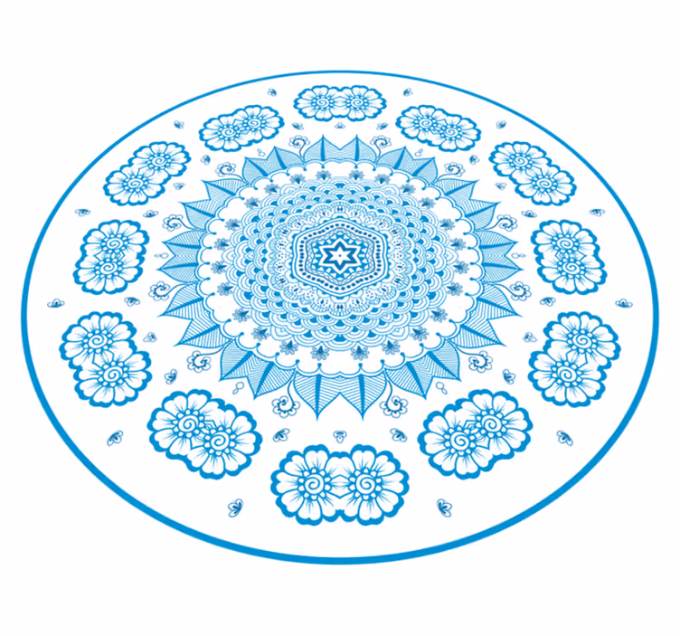 Indviklet blomsterinspiration mandala vinyl tæppe - TenStickers