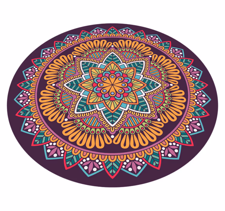 Abstrakt mandala blomst form mandala vinyl tæppe - TenStickers
