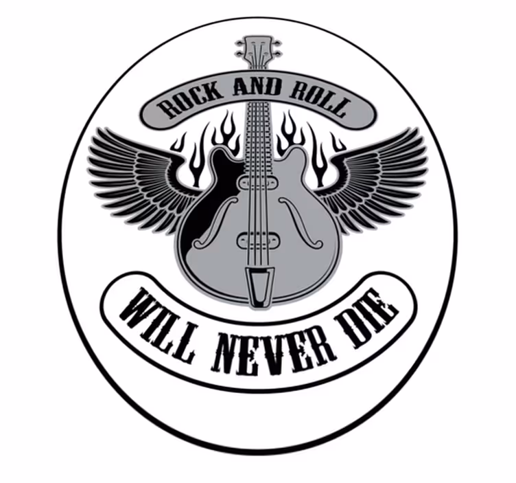 Vinyl tæppe med navn rock and roll dør aldrig - TenStickers