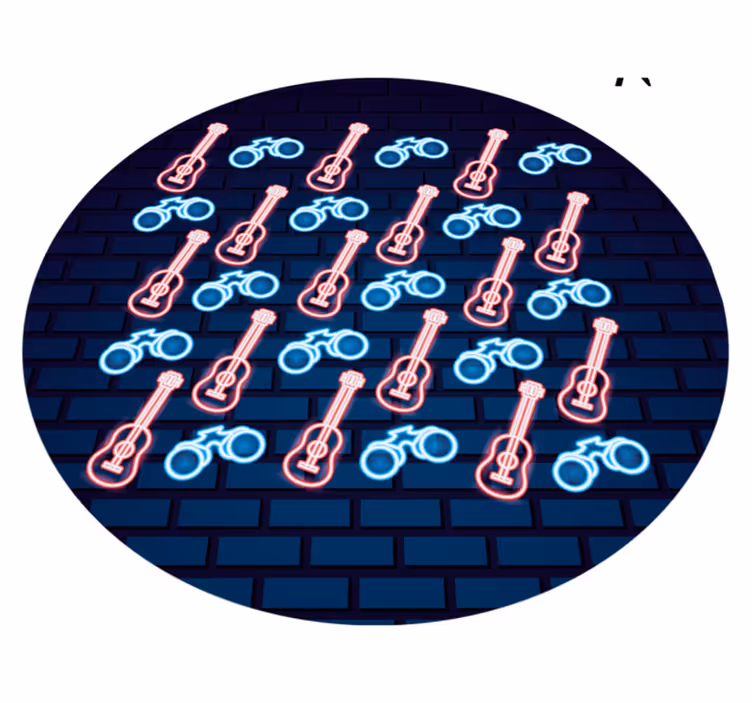 Neon musikalske mønstre vinyl tæppe til teenagere - TenStickers