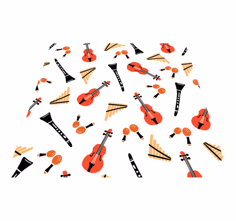 Vinyl tæppe med musikalske instrumentmotiver - TenStickers