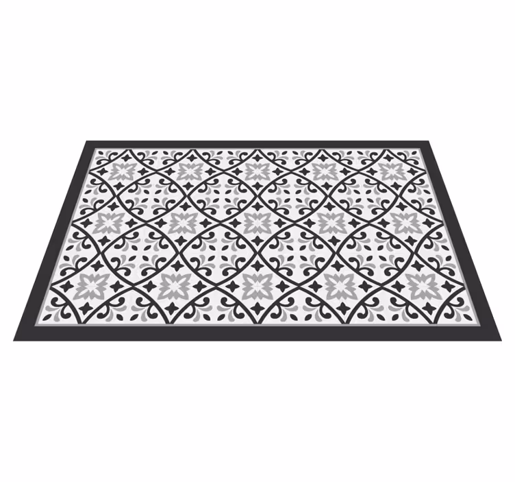 Hvidt og gråt klassisk geometrisk flisetæppe - TenStickers
