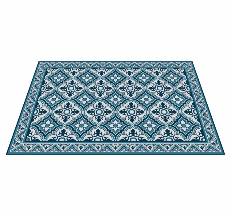 Elegant blåt motiv vinyl tæppe med fliseeffekt - TenStickers