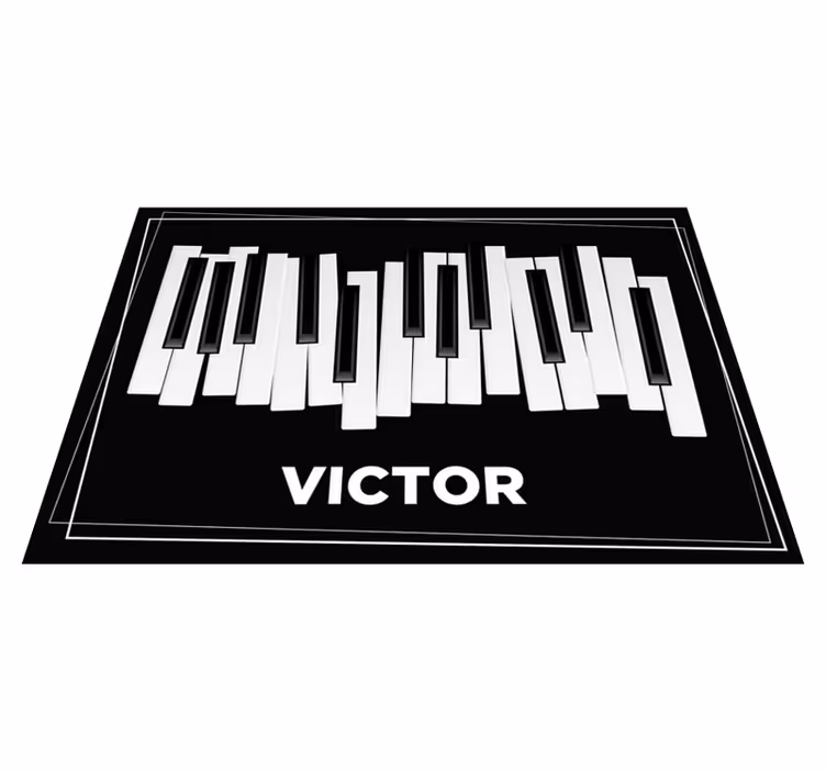 Klaver keyboard personligt vinyl tæppe med navn - TenStickers