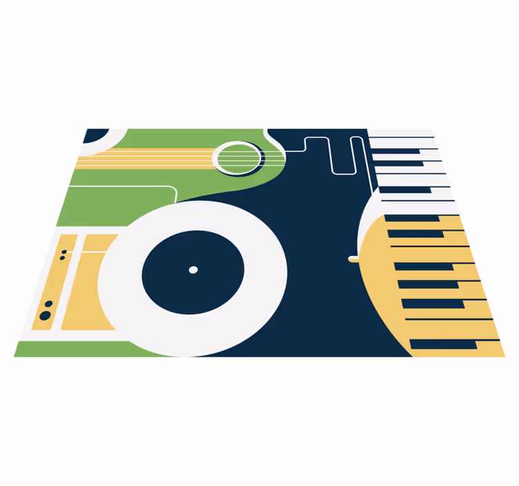 Motiv af musikinstrumenter rektangel vinyl tæppe - TenStickers