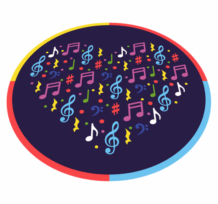 Musikalsk node hjerte vinyl tæppe til teenagere - TenStickers