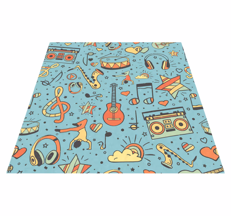 Musikalske symboler legende vinyl tæppe - TenStickers