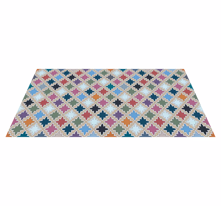 Mosaik vinyl tæppe livlig blomsterkomposition - TenStickers
