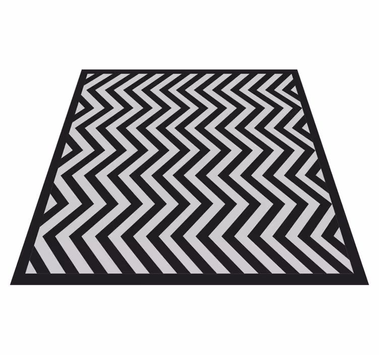 Geometriske vinyl tæppe i sort og grå zigzag - TenStickers