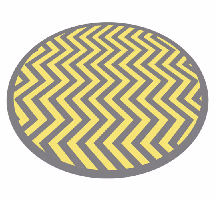 Geometriske vinyl tæppe grå og gul zigzag - TenStickers