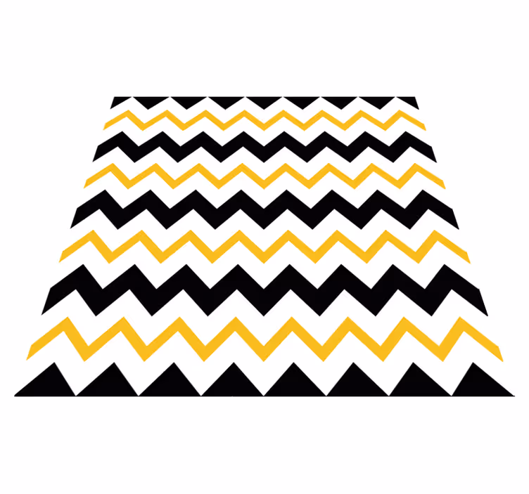 Sort og gul zigzag linjer firkantet vinyltæppe - TenStickers