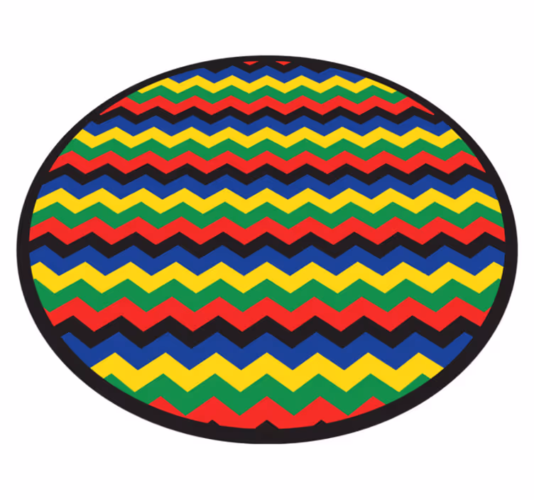 Geometriske vinyl tæppe i farverig zigzag stil - TenStickers
