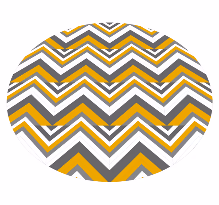 Geometriske vinyl tæppe chevron grå og gul - TenStickers