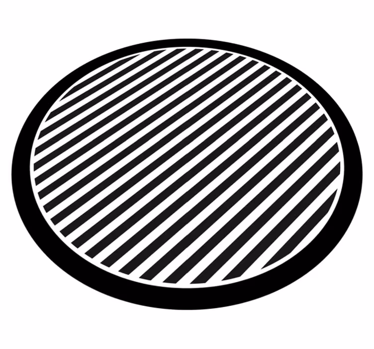 Diagonal sort og hvidt mønster cirkulært tæppe - TenStickers