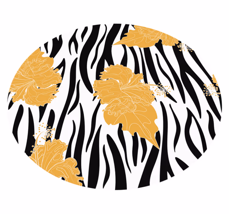 Blomstermotiv af zebraer vinyltæppe med dyreprint - TenStickers