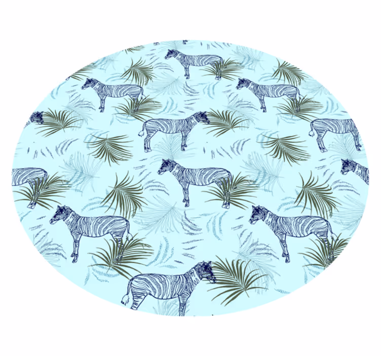 Vinyltæpper med dyr zebra og blade - TenStickers