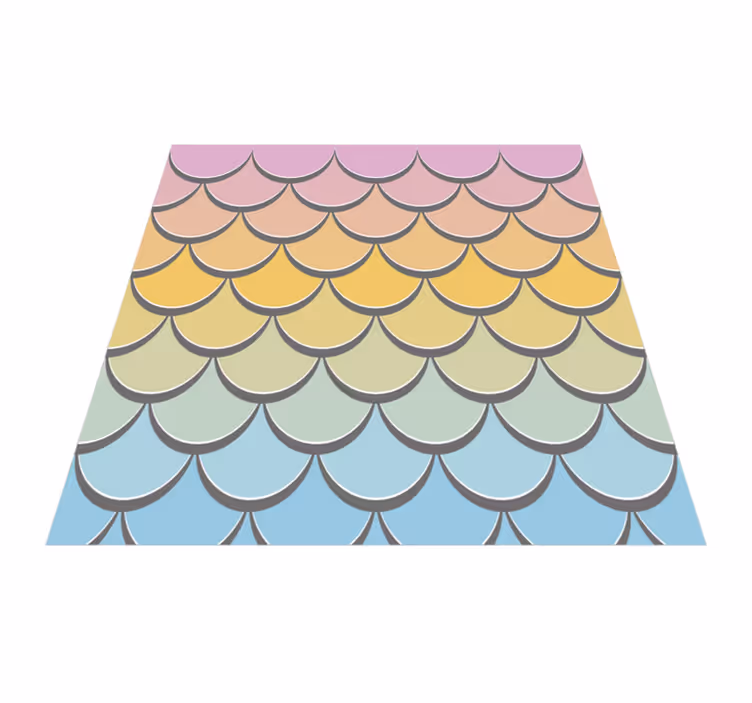 Pastelfarvede fiskeskæl tekstur vinyl tæppe - TenStickers