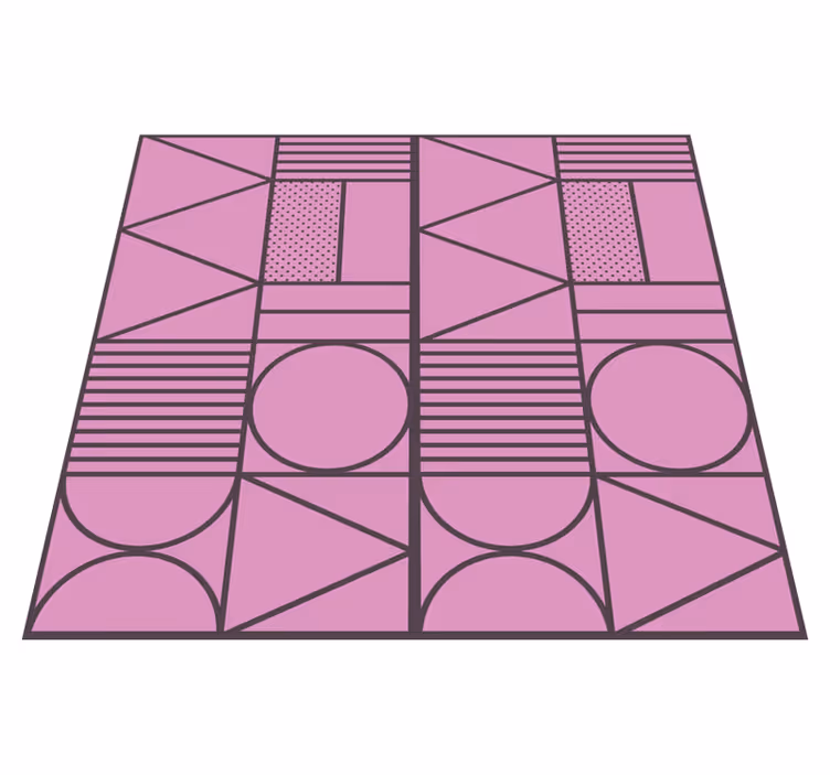 Lyserøde former motiv geometriske vinyl tæppe - TenStickers