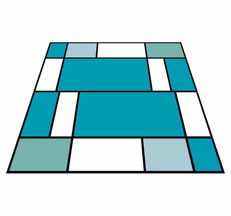 Blå mondrian fliser geometriske vinyl tæppe - TenStickers