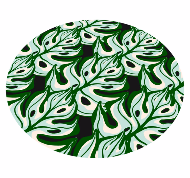 Natur vinyl tæppe med tropiske bladmotiver - TenStickers