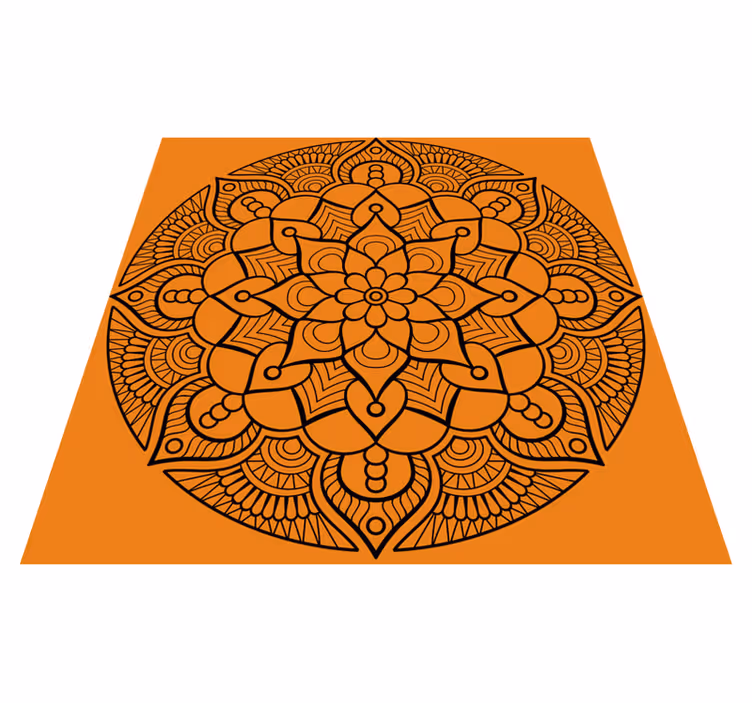 Mandala vinyl tæppe med orange mandala mønster - TenStickers