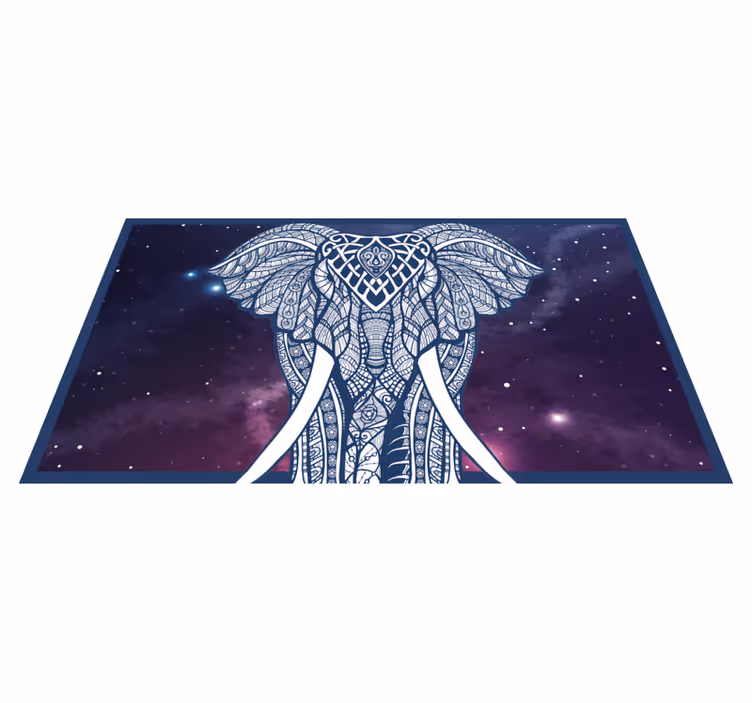 Indviklet elefantkunst vinyl tæppe med navn - TenStickers
