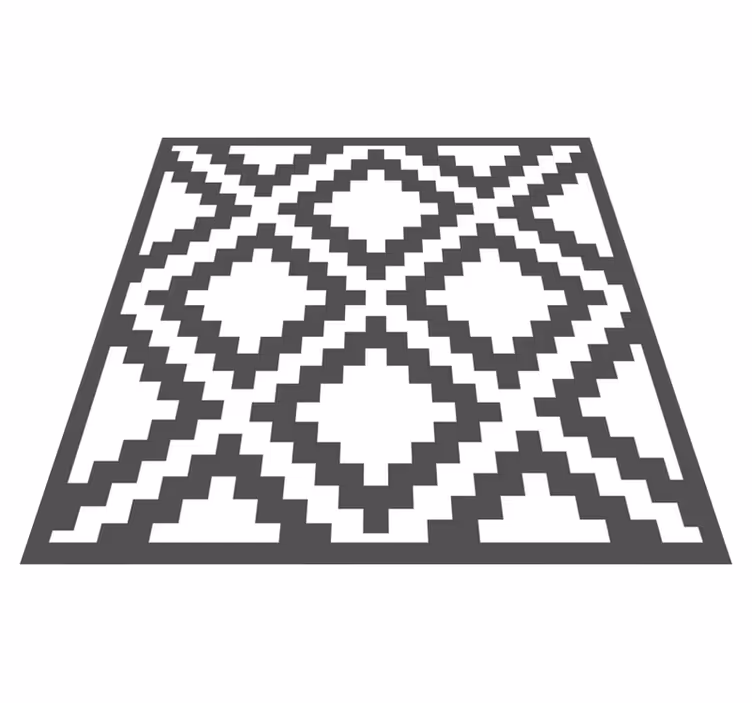 Sort diamantmønster geometriske vinyl tæppe - TenStickers