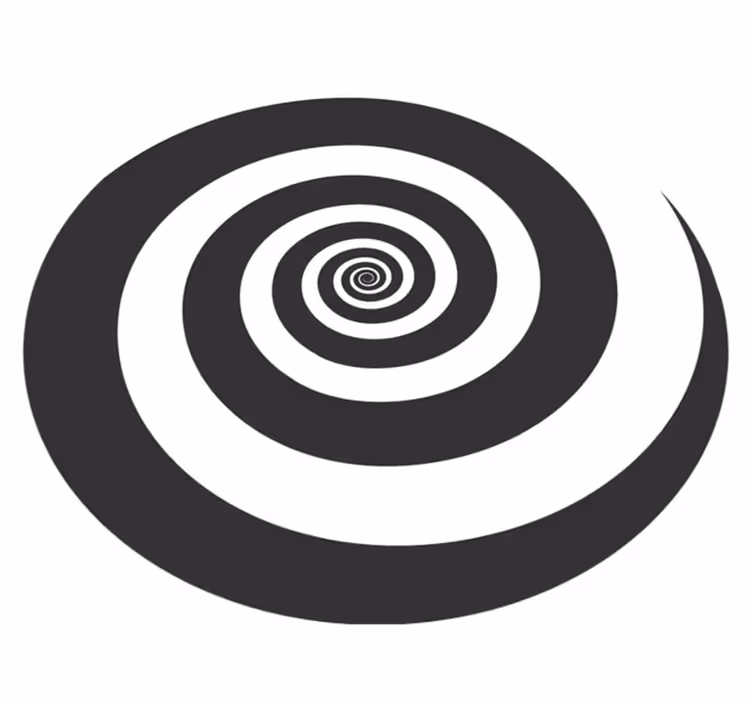Sort og hvid hypnotisk spiral vinyl tæppe - TenStickers
