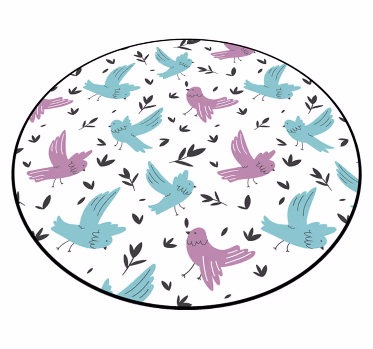 Blå og lilla fugle natur vinyl tæppe - TenStickers