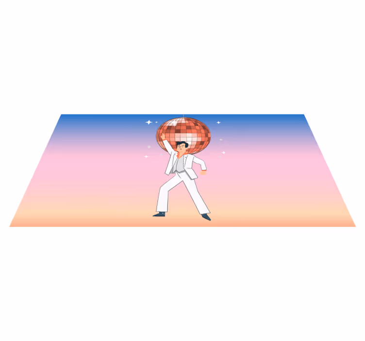 Disco bold illustration med farver vintage tæppe - TenStickers