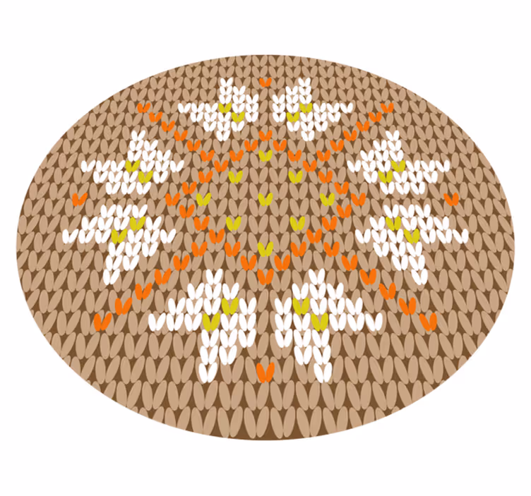 Blomstret beige tæppe i naturfiberstruktur - TenStickers