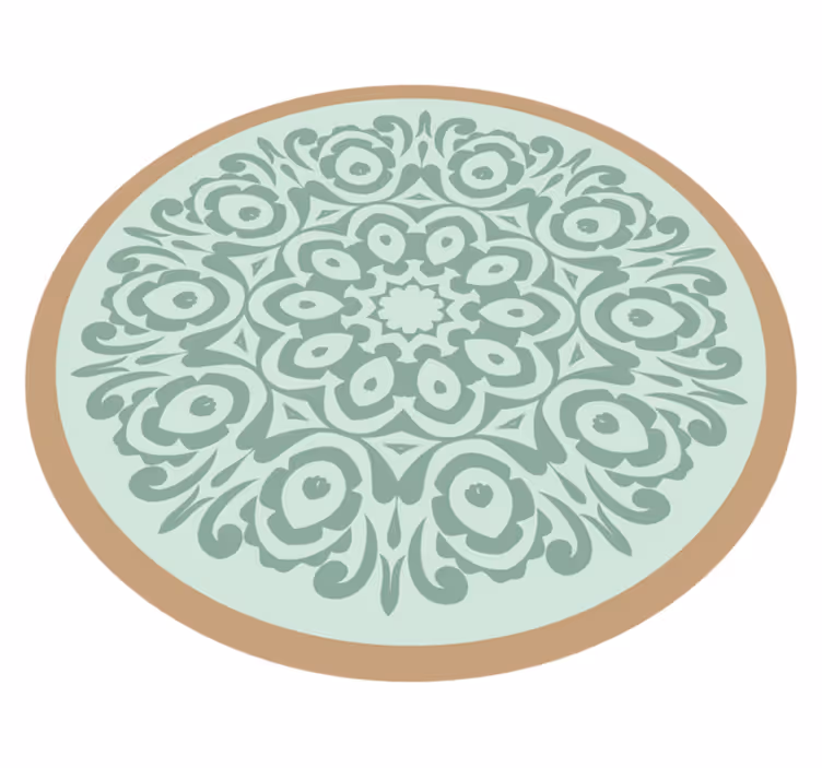 Rundt botanisk arrangement mandala vinyl tæppe - TenStickers