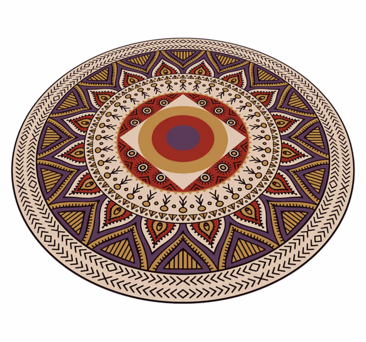 Levende cirkulært mønster mandala vinyl tæppe - TenStickers