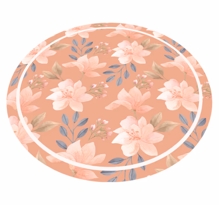 Fersken blomstermønster Blomster og planter vinyltæppe - TenStickers