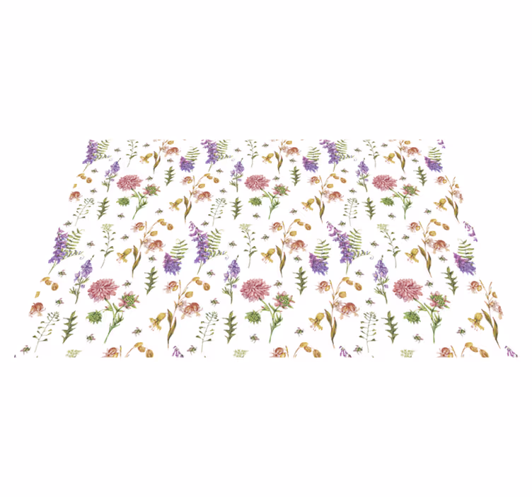 Blomster og planter vinyltæppe i livlige blomster - TenStickers