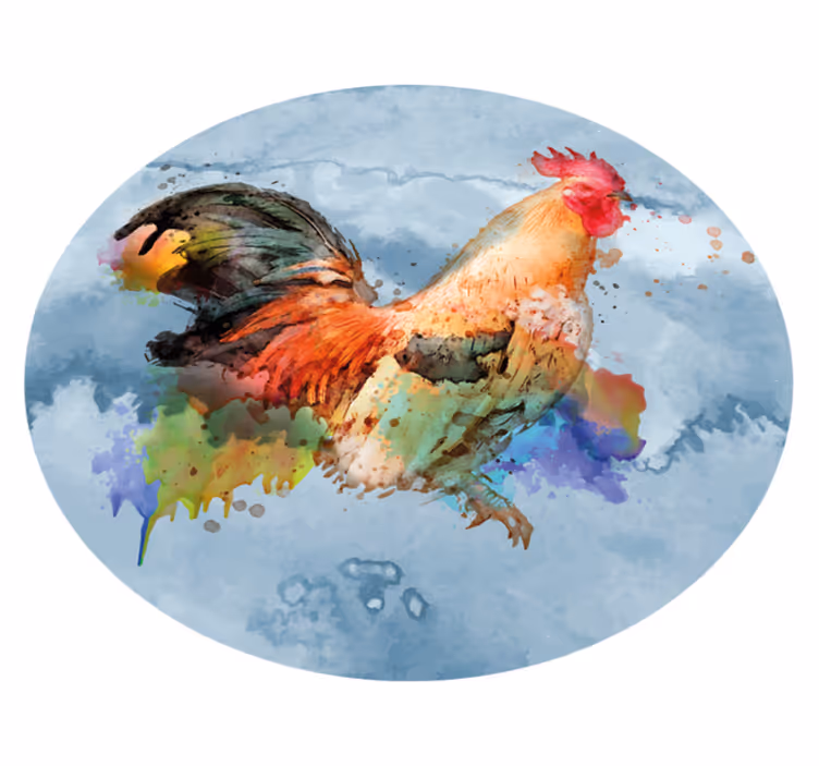 Vinyltæppe med dyreprint farverig hane splash - TenStickers