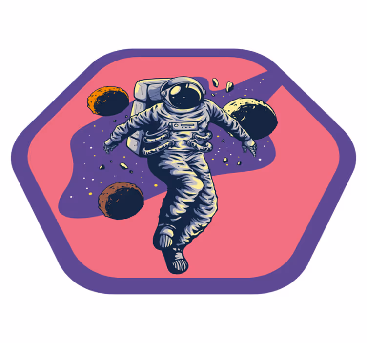 Håndtegnet astronaut flyvende stil soveværelse tæppe - TenStickers