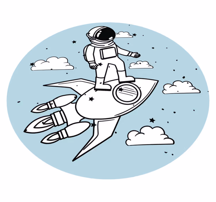 Astronaut raket eventyr tæppe til børneværelse - TenStickers