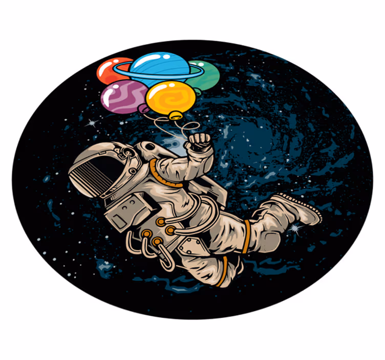 Astronaut med balloner vinyl tæppe - TenStickers