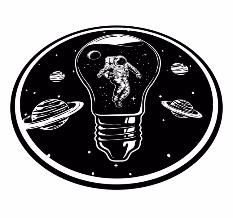 Kosmonaut i pære stjerne vinyl tæppe - TenStickers