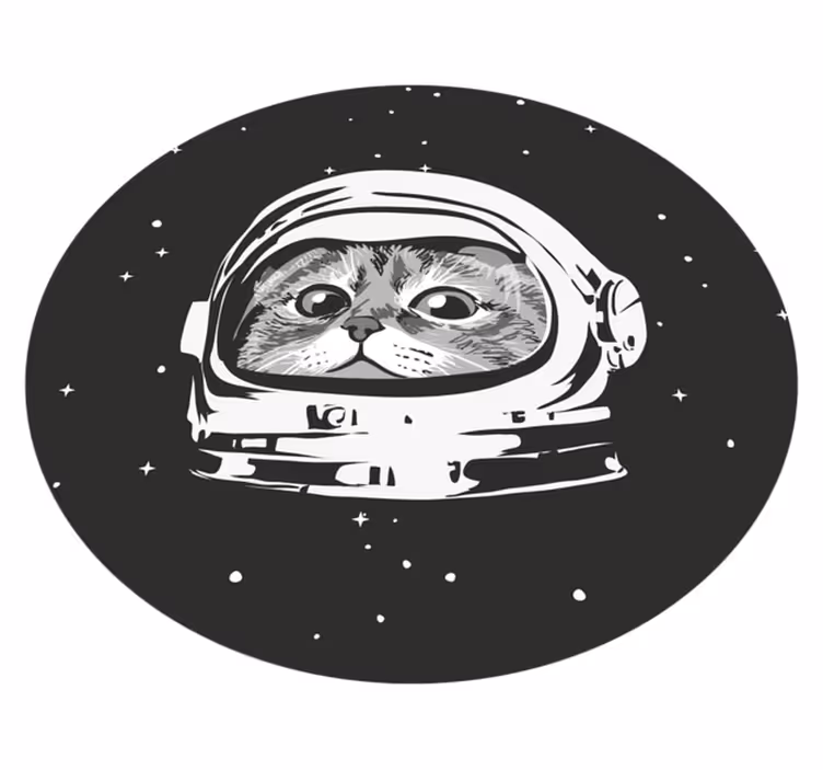 Sød kat med astronaut hjelm soveværelsestæppe - TenStickers