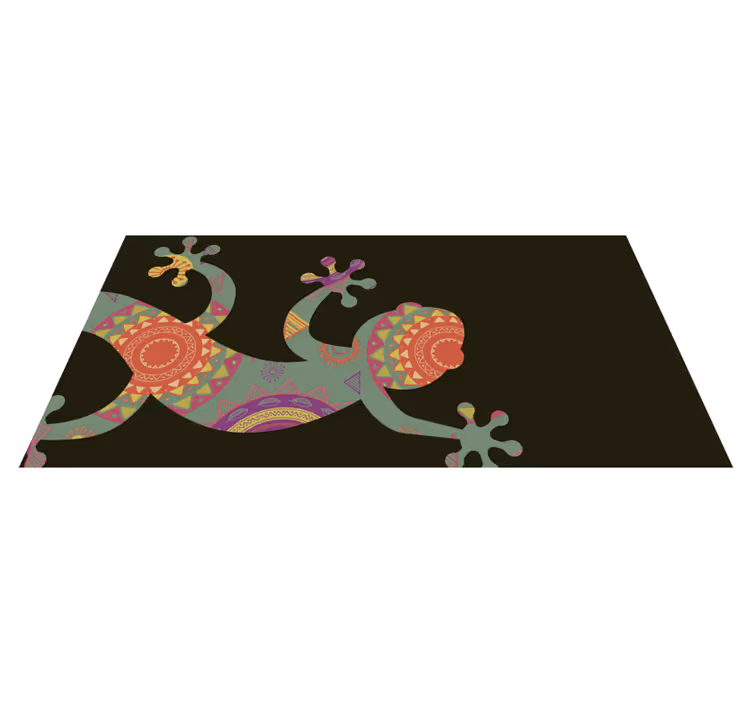 Farverig geometrisk firben mandala vinyl tæppe - TenStickers